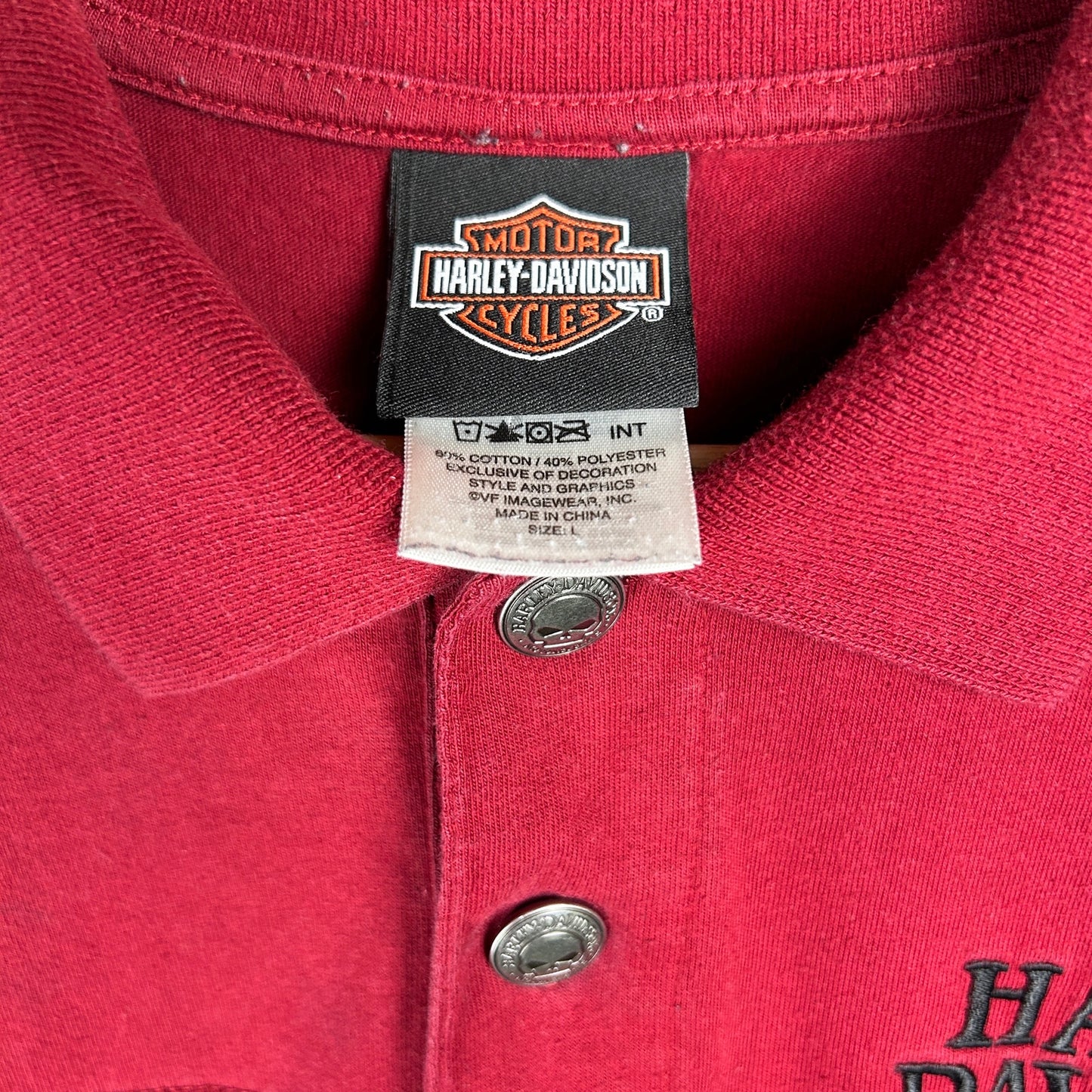 Harley Davidson Y2K Skull Button Large Collared Shirt