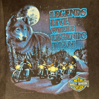 Vintage Harley Davidson Legends Roam Faded Wolf Nature Tee 1991 Large