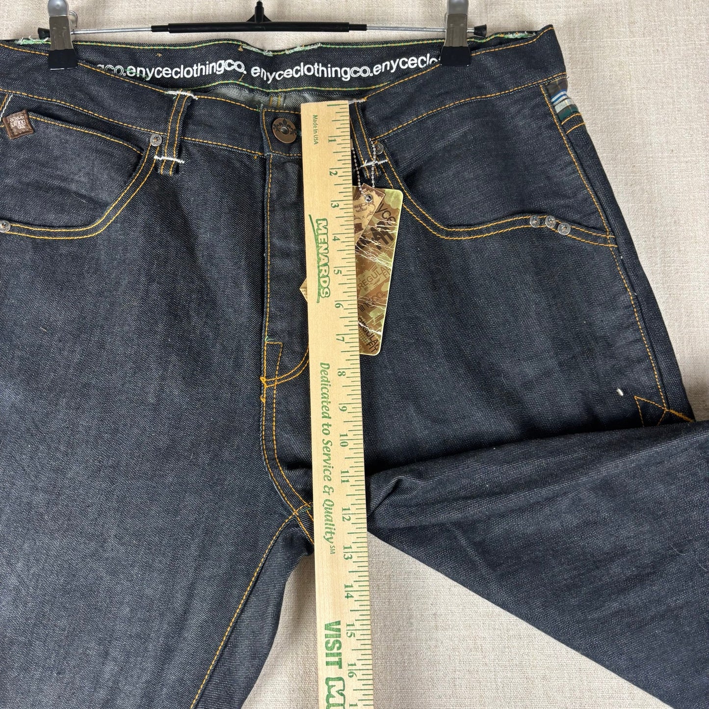 ENYCE Y2K Flannel Plaid Jeans NWT Dark Wash Sz 34 Skater Denim