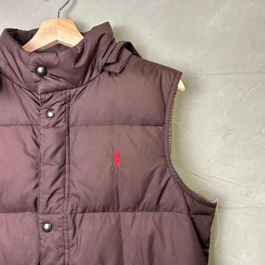 Polo Ralph Lauren Brown Hooded Puffer Vest Large