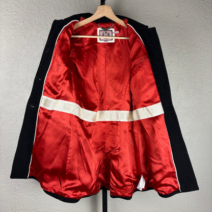 Juicy Couture Y2K Small Red Satin Lined Wool Trench Peacoat