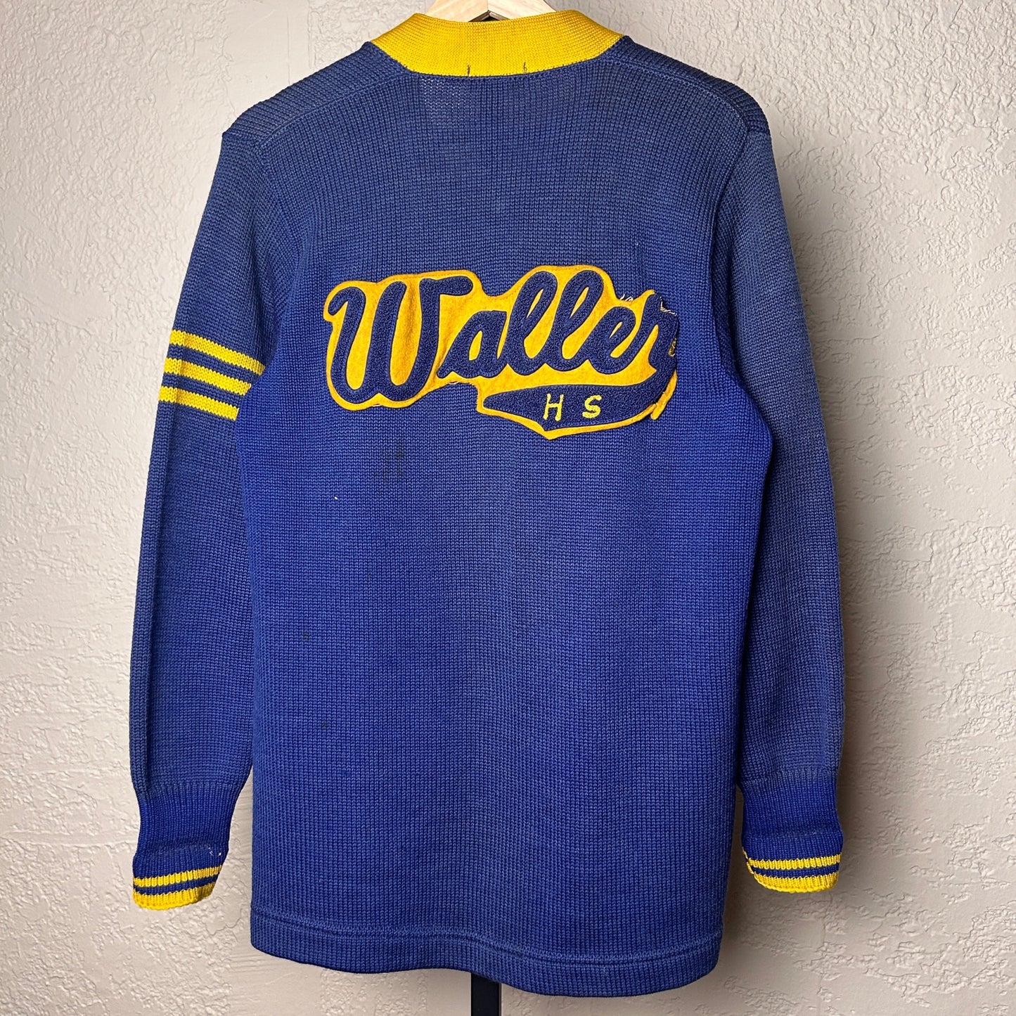 Robert A. Waller High School 1940s Chicago Small Varsity Letterman Wool Cardigan