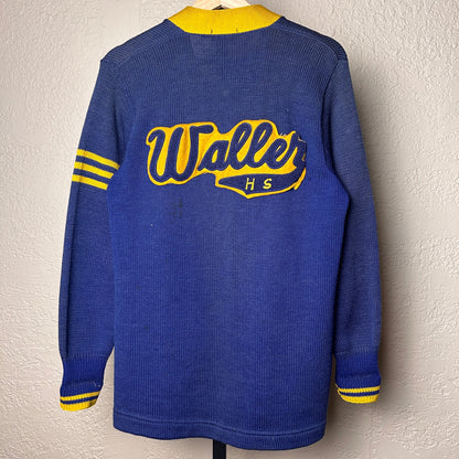 Robert A. Waller High School 1940s Chicago Small Varsity Letterman Wool Cardigan