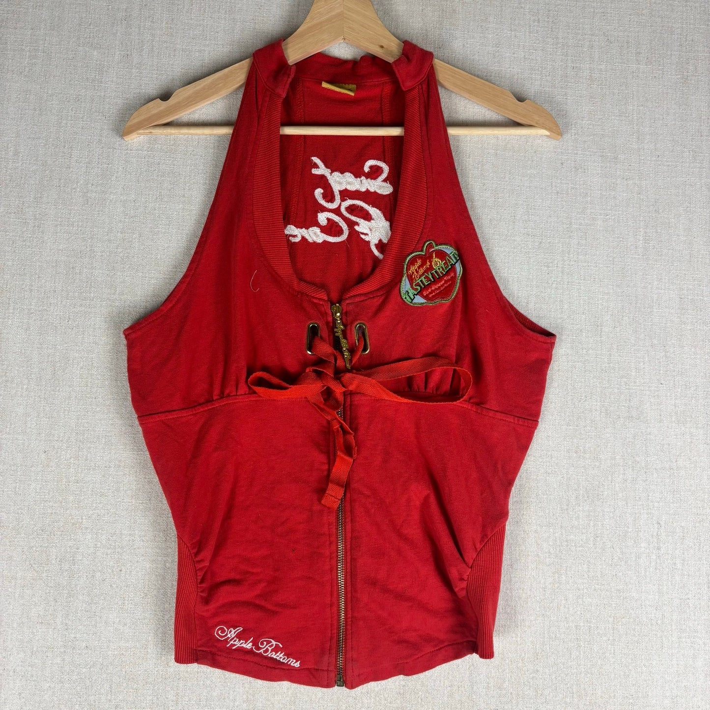 Apple Bottoms Y2K Sweet to the Core Embroidered Zip Up Tank Top Large
