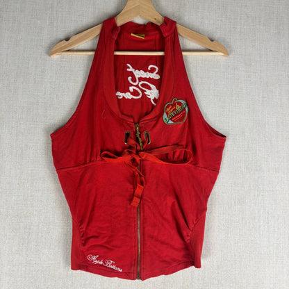 Apple Bottoms Y2K Sweet to the Core Embroidered Zip Up Tank Top Large