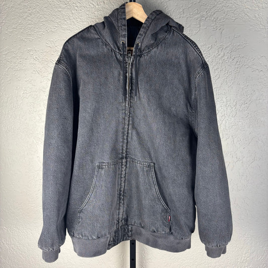 Levis Strauss Hooded Denim Workwear Carhartt Style XL Black Quilted Jacket