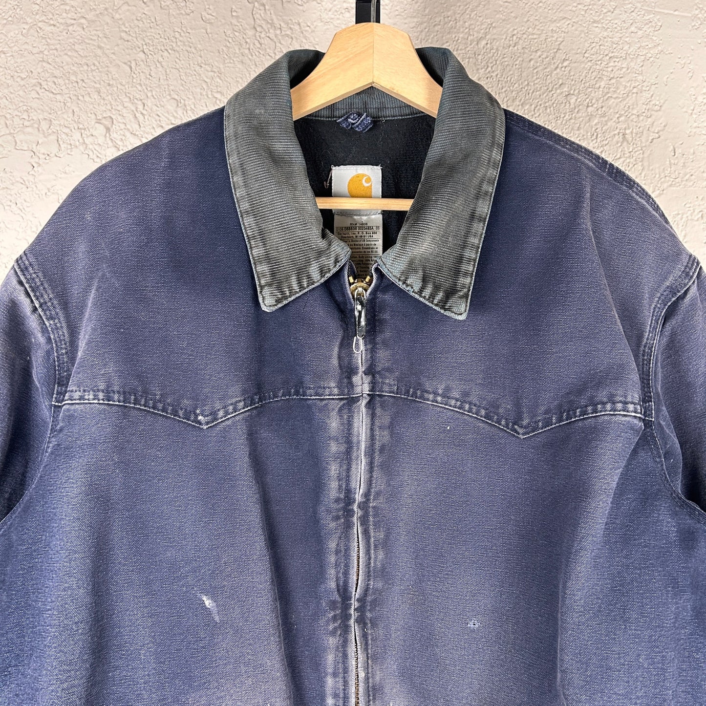 Carhartt Santa Fe Midnight Blue Distressed Honeycomb Faded J14 MDT 90s XL Jacket