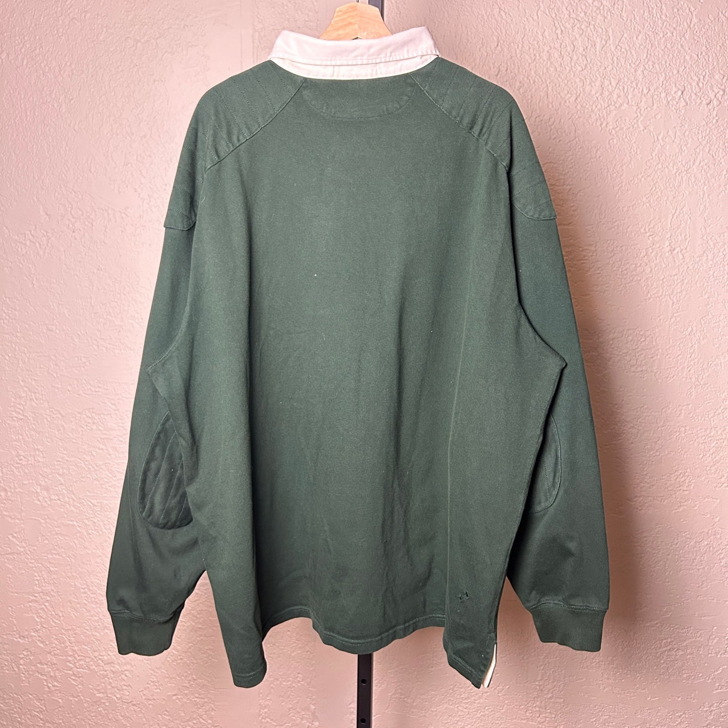 Polo Ralph Lauren Rugby Polo Forest Green 2XL Tall Elbow Patch Longsleeve Shirt