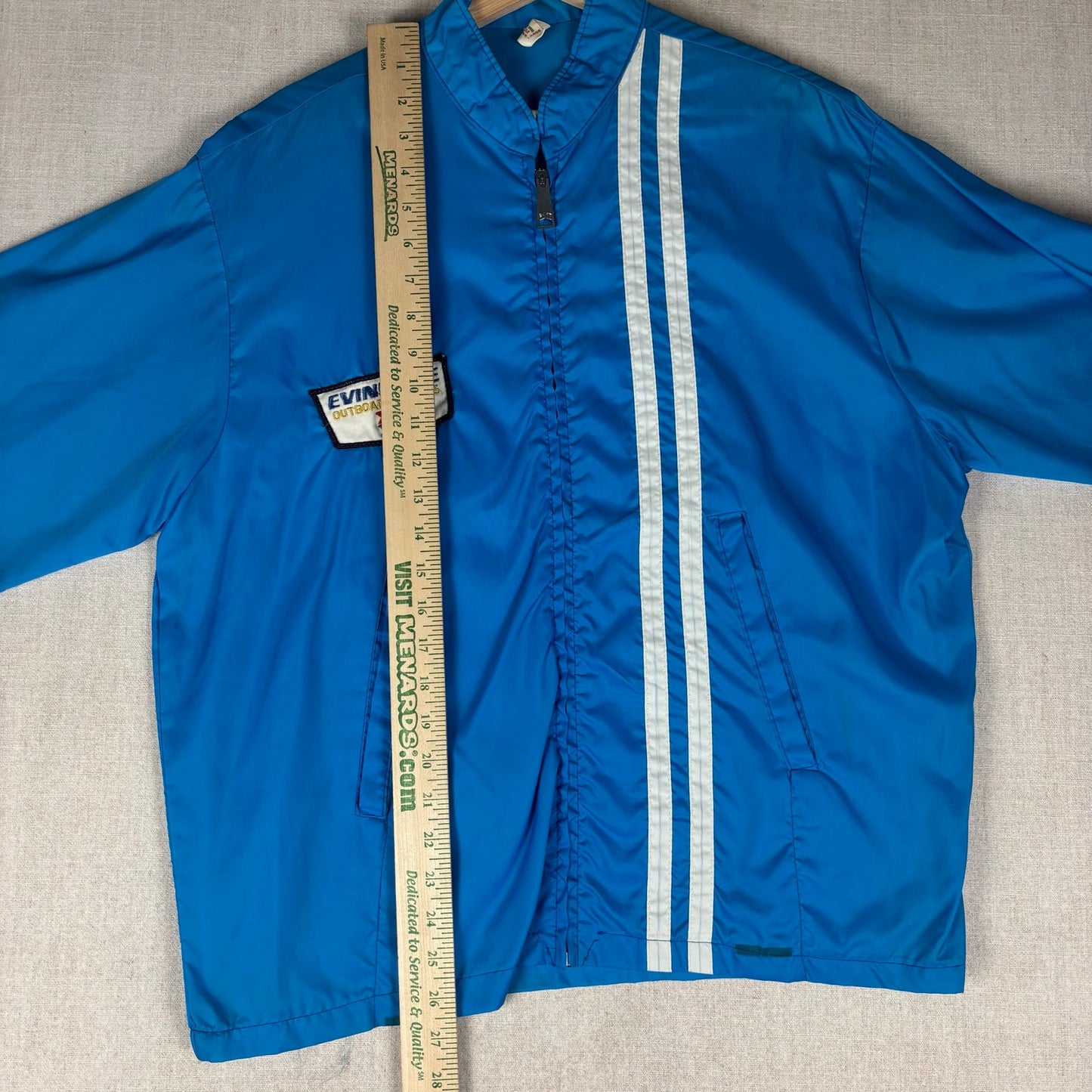 Vintage Evinrude Outboard Motors Louisville Racing Striped Windbreaker Large