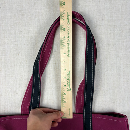 Vintage LL Bean "Renee" Magenta Black Boat and Tote Sz Med USA Made Cotton Bag