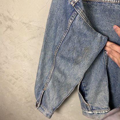 Vintage Gap DIY Embroidered Rose Medium Denim Trucker Jacket