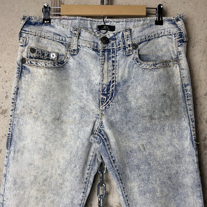 True Religion Ricky Relaxed Straight Fit Super T Acid Wash 36" Y2K Jeans