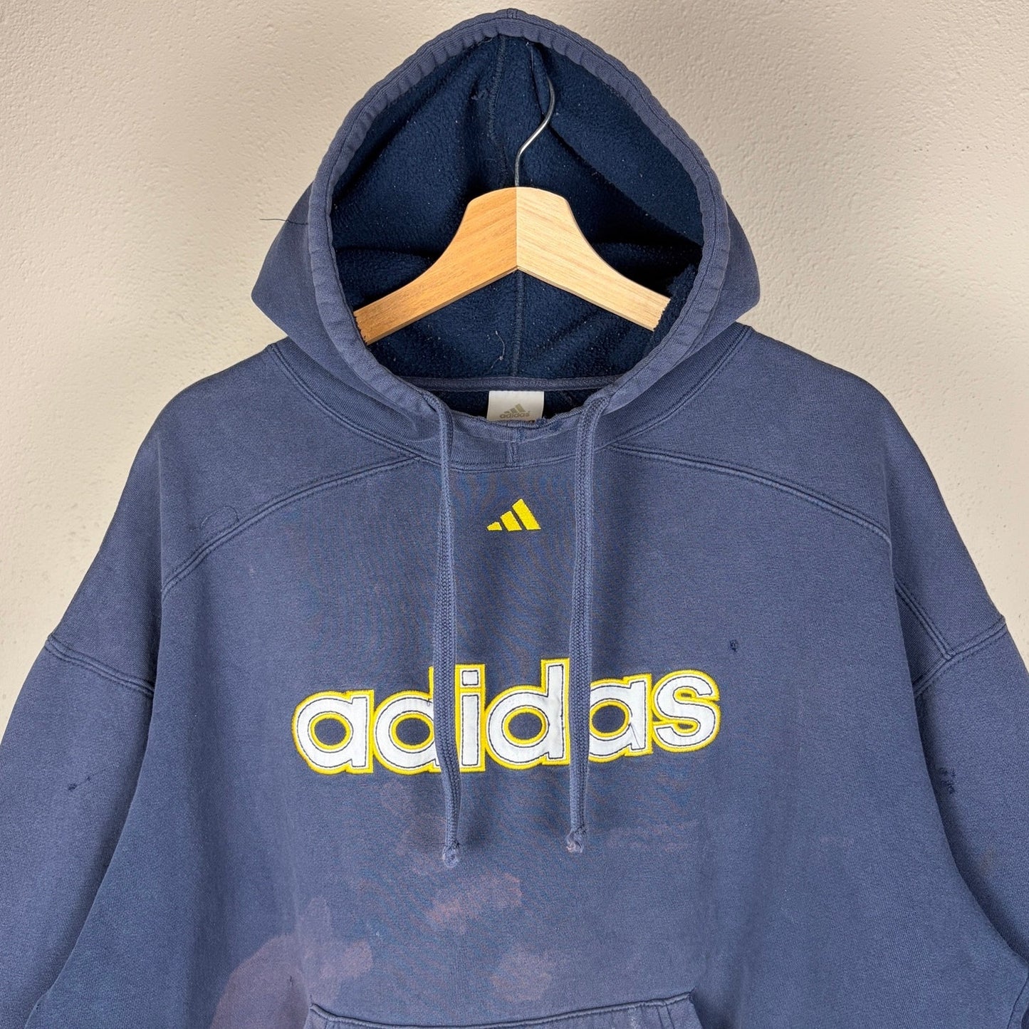 Vintage Faded Distressed Adidas Y2K Boxy XL Bleached Hoodie