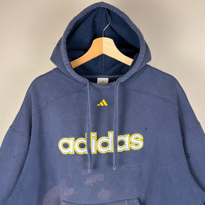 Vintage Faded Distressed Adidas Y2K Boxy XL Bleached Hoodie