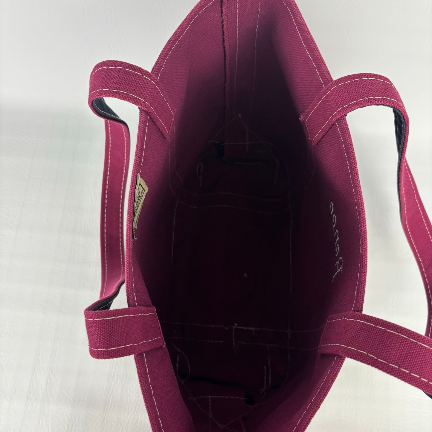 Vintage LL Bean "Renee" Magenta Black Boat and Tote Sz Med USA Made Cotton Bag