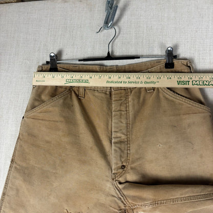 Vintage Carhartt Pants 1970s Distressed Tan Duck Canvas Quilted Lined Sz 32