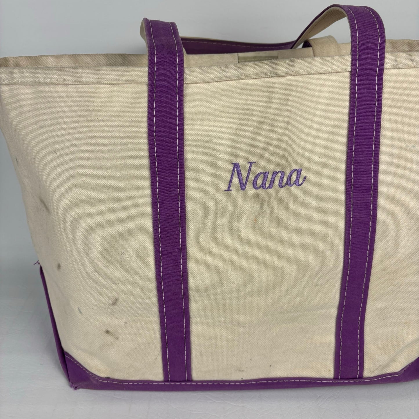 Vintage LL Bean "Nana" Purple Boat and Tote Sz Large Made in USA Cotton Bag