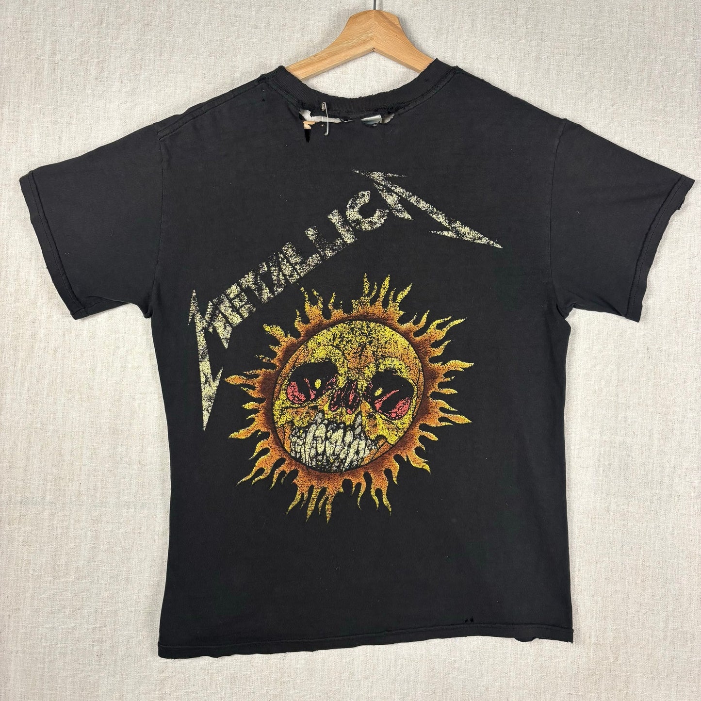 1994 Metallica Pushead Flaming Skull Thrashed Distressed Medium Tee