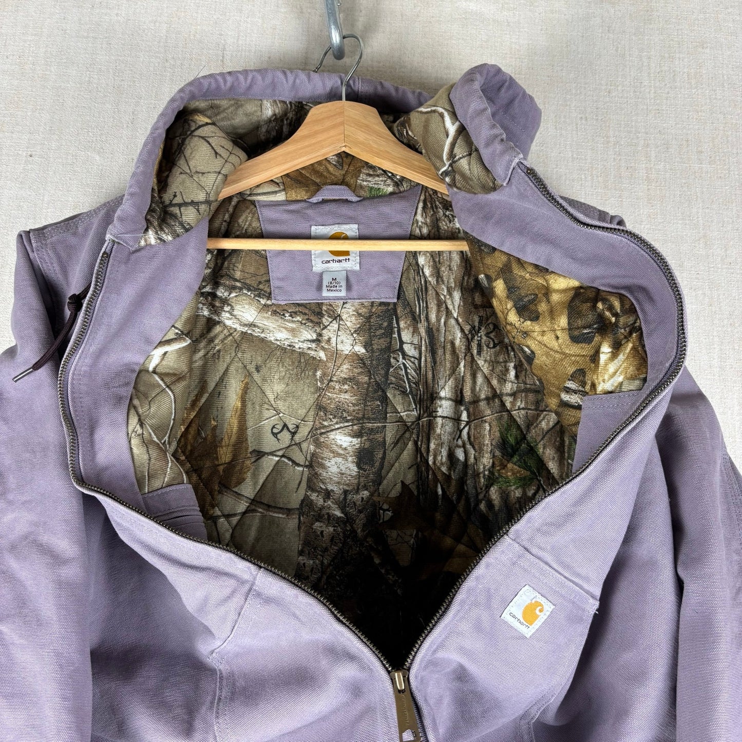 Carhartt Lavender Purple Real Tree Quilted Lined Hooded Jacket Womens Medium
