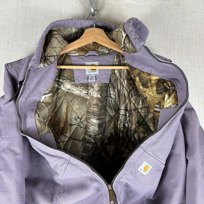 Carhartt Lavender Purple Real Tree Quilted Lined Hooded Jacket Womens Medium