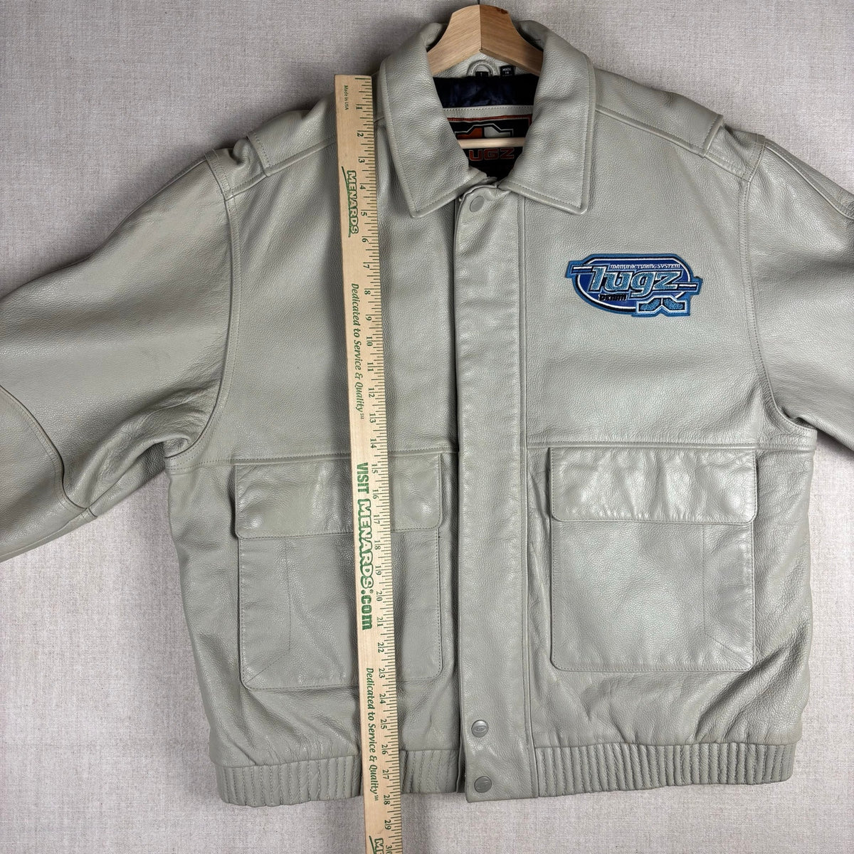 Vintage Lugz Authentic Embroidered Leather Jacket Large