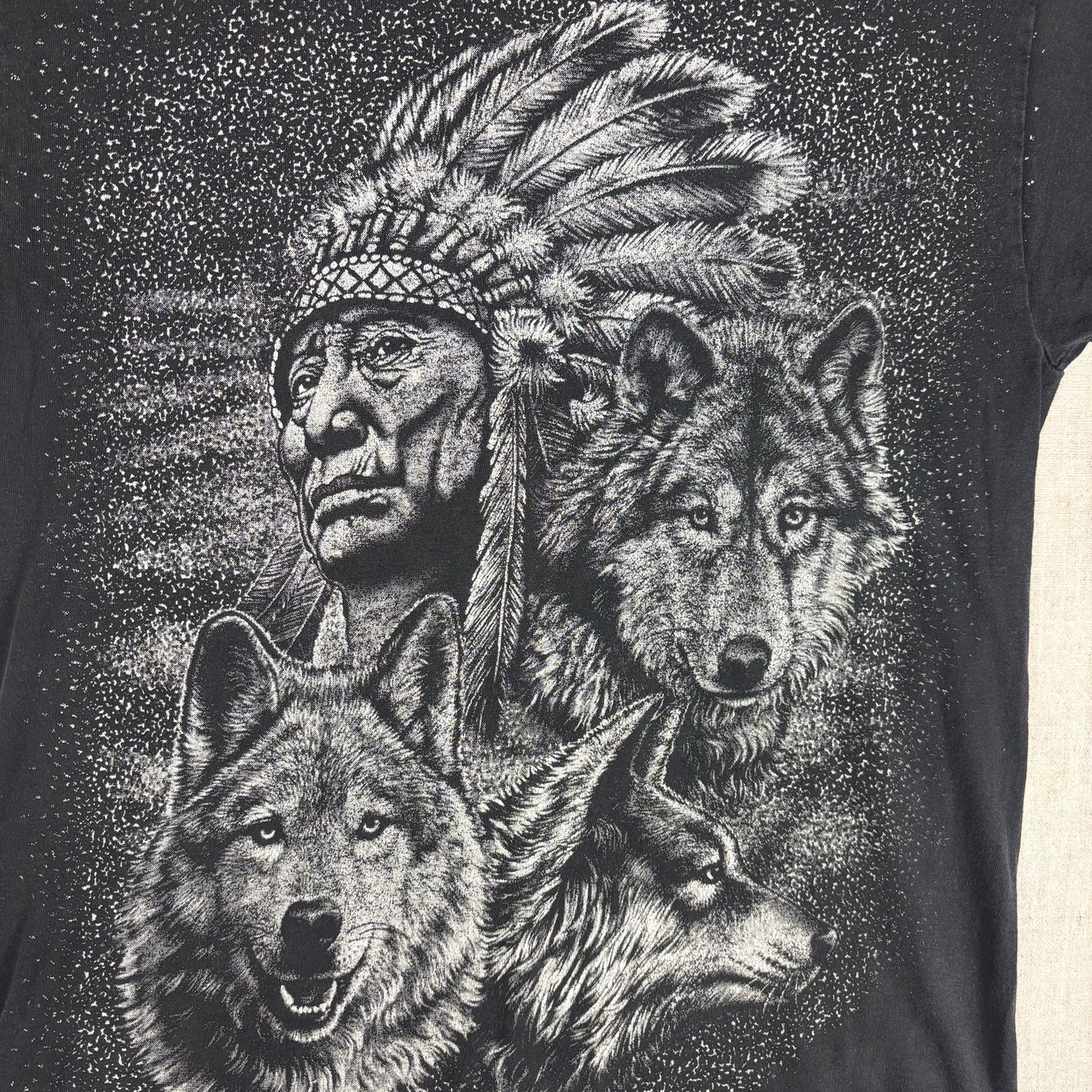 Vintage Native American AOP Wolf Pack Large Shirt