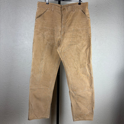 Vintage Carhartt 1970s 80s Tan Double Knee Carpenter Sz 39 Duck Canvas Pants