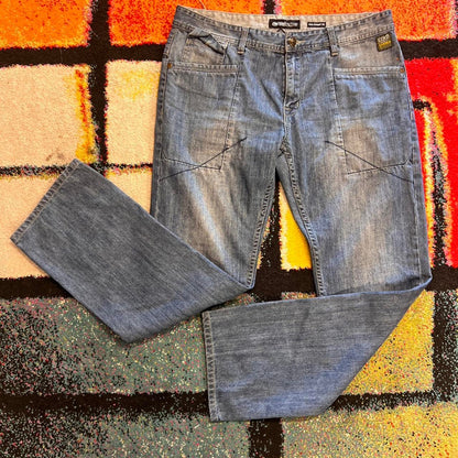 Ecko Unlimited Y2K Slim Straight Utility Sz36 Washed Denim Jeans
