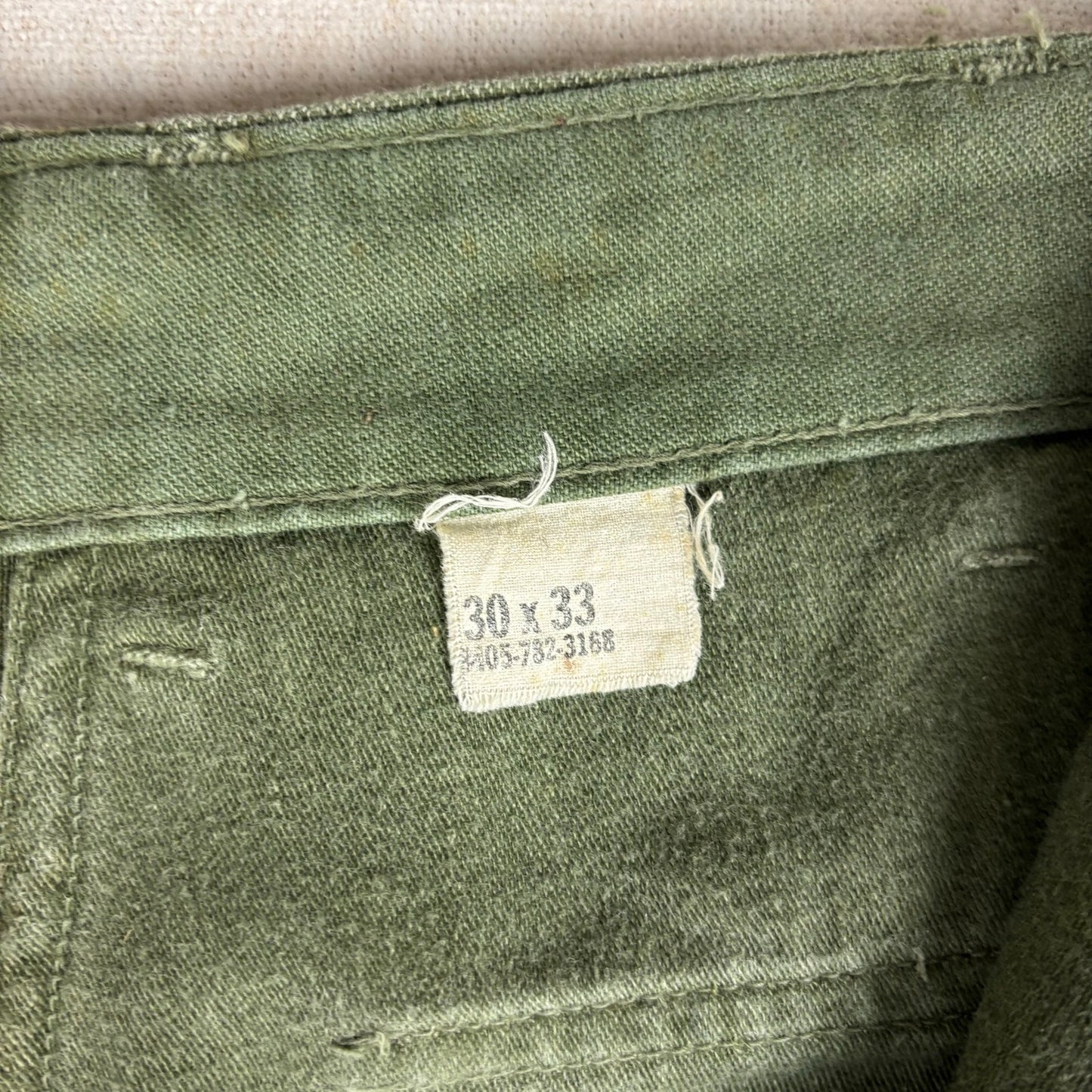 Vintage 1960s Military OG 107 Sateen Baker Cotton Pants Trousers 30x33