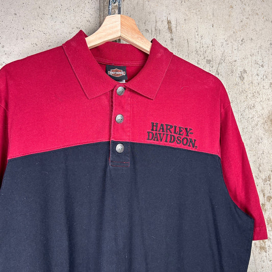 Harley Davidson Y2K Skull Button Large Collared Shirt