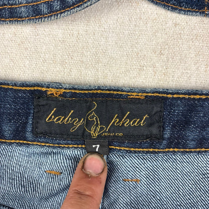Baby Phat Y2K Denim Suede 2pc Skirt Jacket Matching Set Sz XL