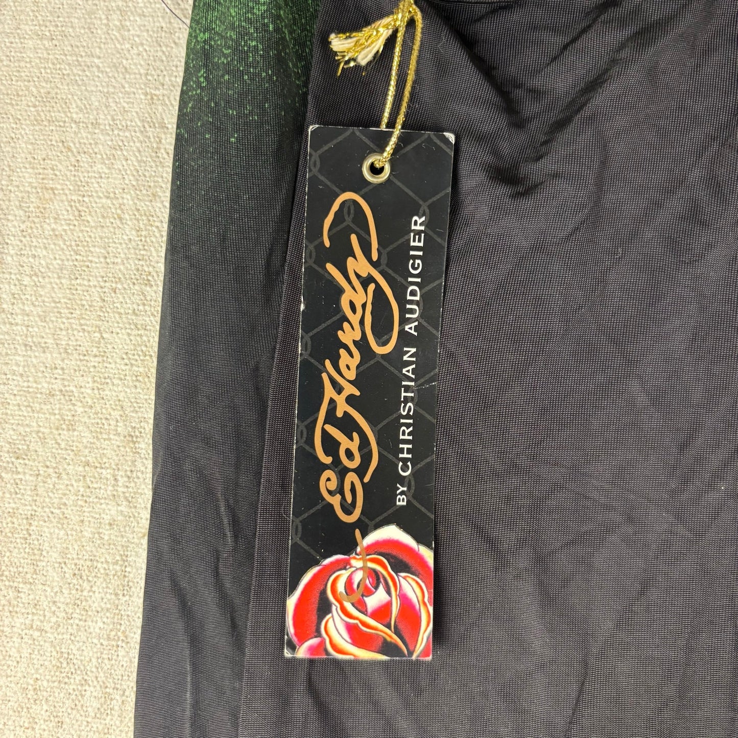 Ed Hardy Y2K Christian Audigier NWT Panther Rhinestone Viscose Large Mini Dress