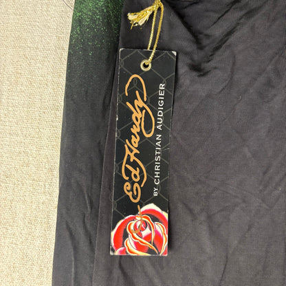 Ed Hardy Y2K Christian Audigier NWT Panther Rhinestone Viscose Large Mini Dress