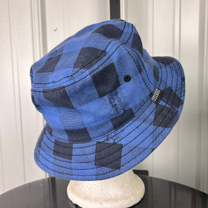 Stussy Headgear Bucket Hat Blue Plaid Authentic Wool Blend S/M