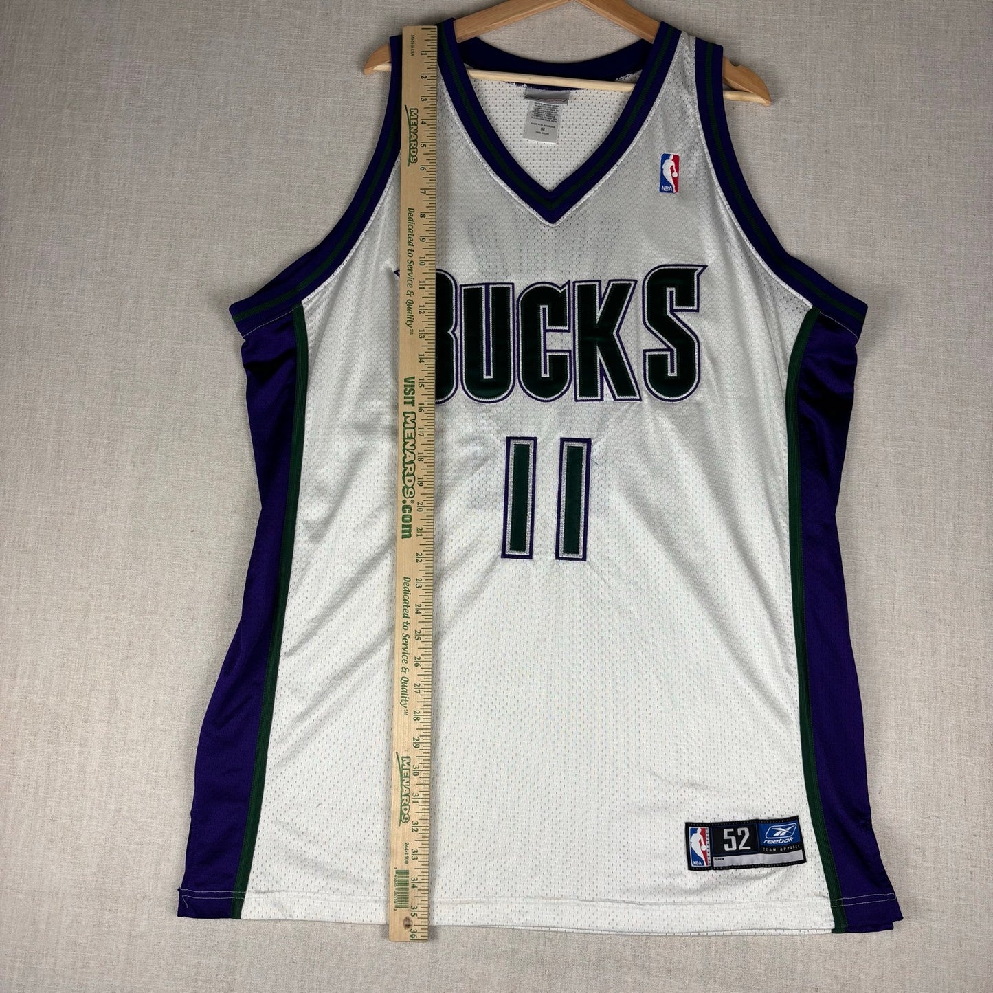 Vintage TJ Ford Milwaukee Bucks Reebok Sewn #11 Authentic Sz 52 Jersey