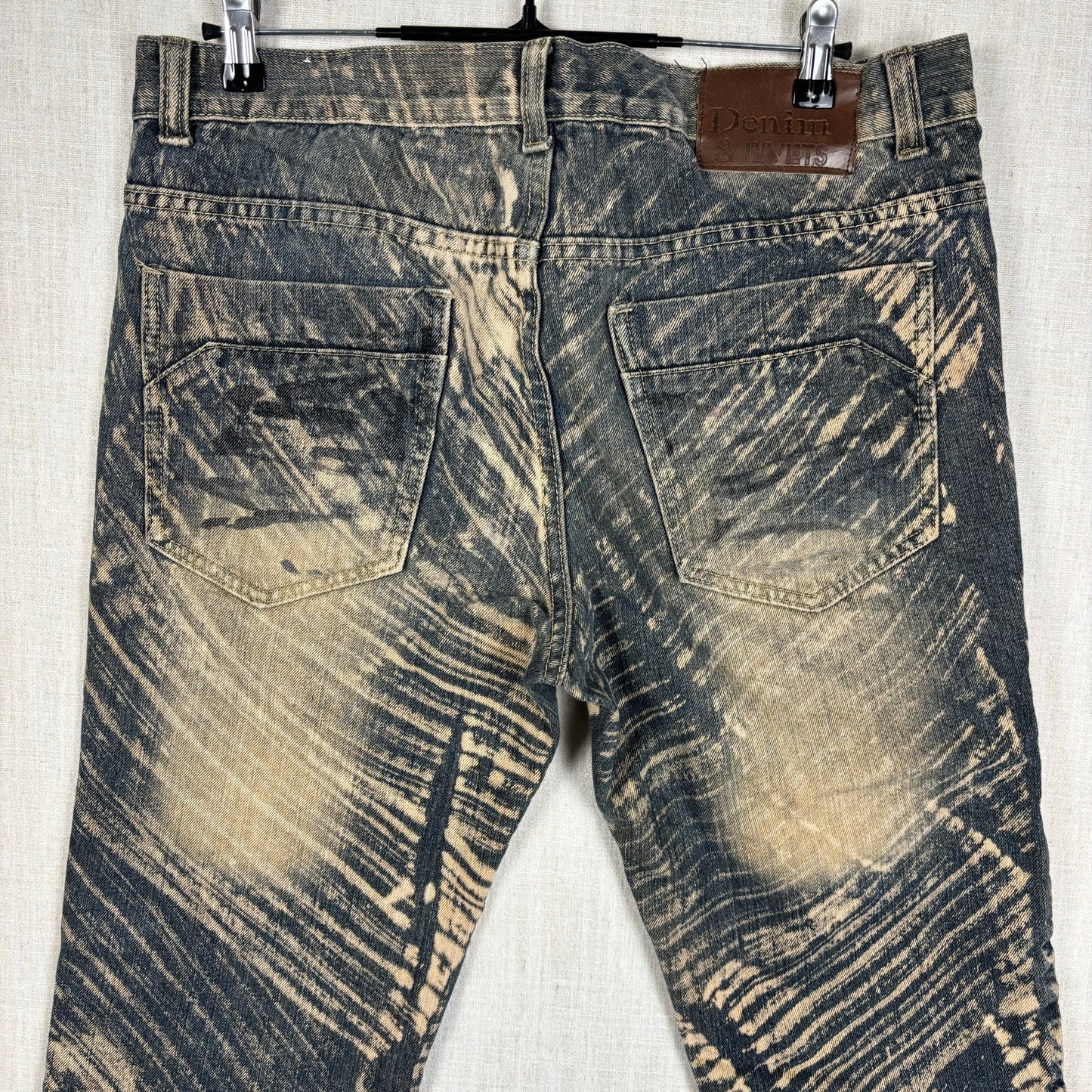 Denim and Rivets Abstract Acid Wash Distressed Sz 34 Cotton Jeans