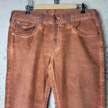True Religion Vintage Rusty Orange Ricky Straight Fit Cotton 36" Y2K Jeans