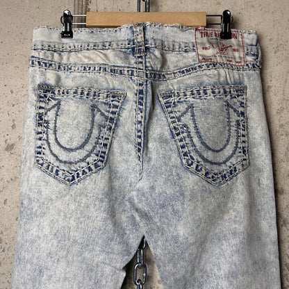 True Religion Ricky Relaxed Straight Fit Super T Acid Wash 36" Y2K Jeans