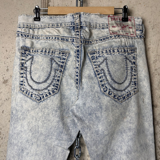 True Religion Ricky Relaxed Straight Fit Super T Acid Wash 36" Y2K Jeans