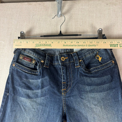 Baby Phat Y2K Flared Embroidered Big Cat Dark Wash Sz 9 Jeans
