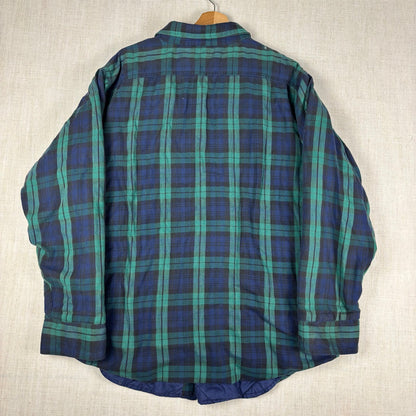 Vintage LL Bean Green Plaid Thinsulate Quilted Distressed Flannel XXL Jacket