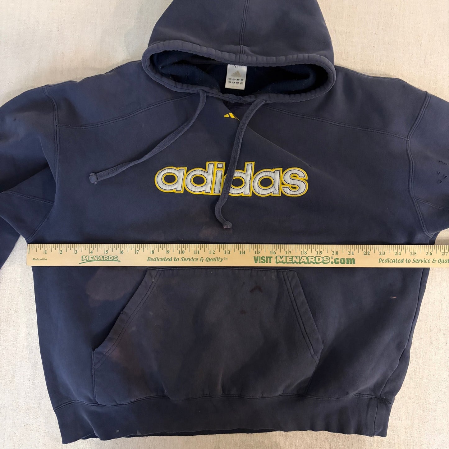 Vintage Faded Distressed Adidas Y2K Boxy XL Bleached Hoodie