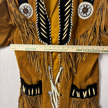 Tansmith 3B West Suede Leather Fringe Native American Style Beaded Small Jacket