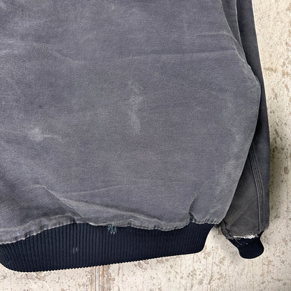 L 00s Carhartt Perfectly Faded Charcoal Hooded Jacket