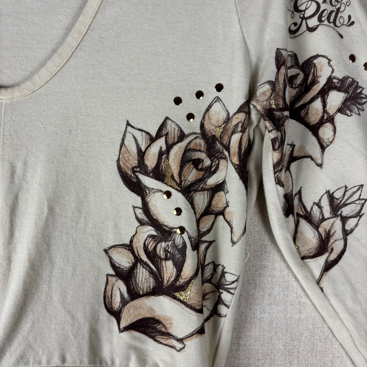 Y2K V Neck Ecko Red Womens Floral Cinch Waist Large Longsleeve