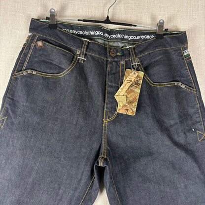 ENYCE Y2K Flannel Plaid Jeans NWT Dark Wash Sz 34 Skater Denim