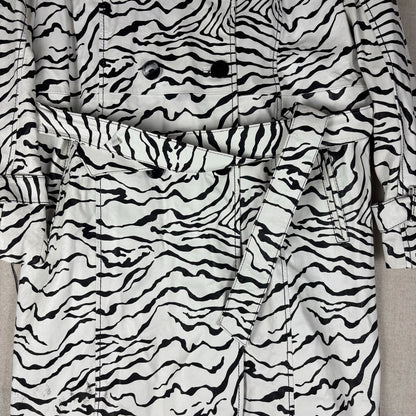 Wilsons Leather Pelle Studio Zebra Print Womens Trench Coat XL
