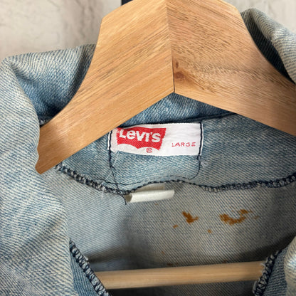 Levis 1970s Orange Tab Denim Split Tail 70671 USA Made Womens Large Chore Jacket