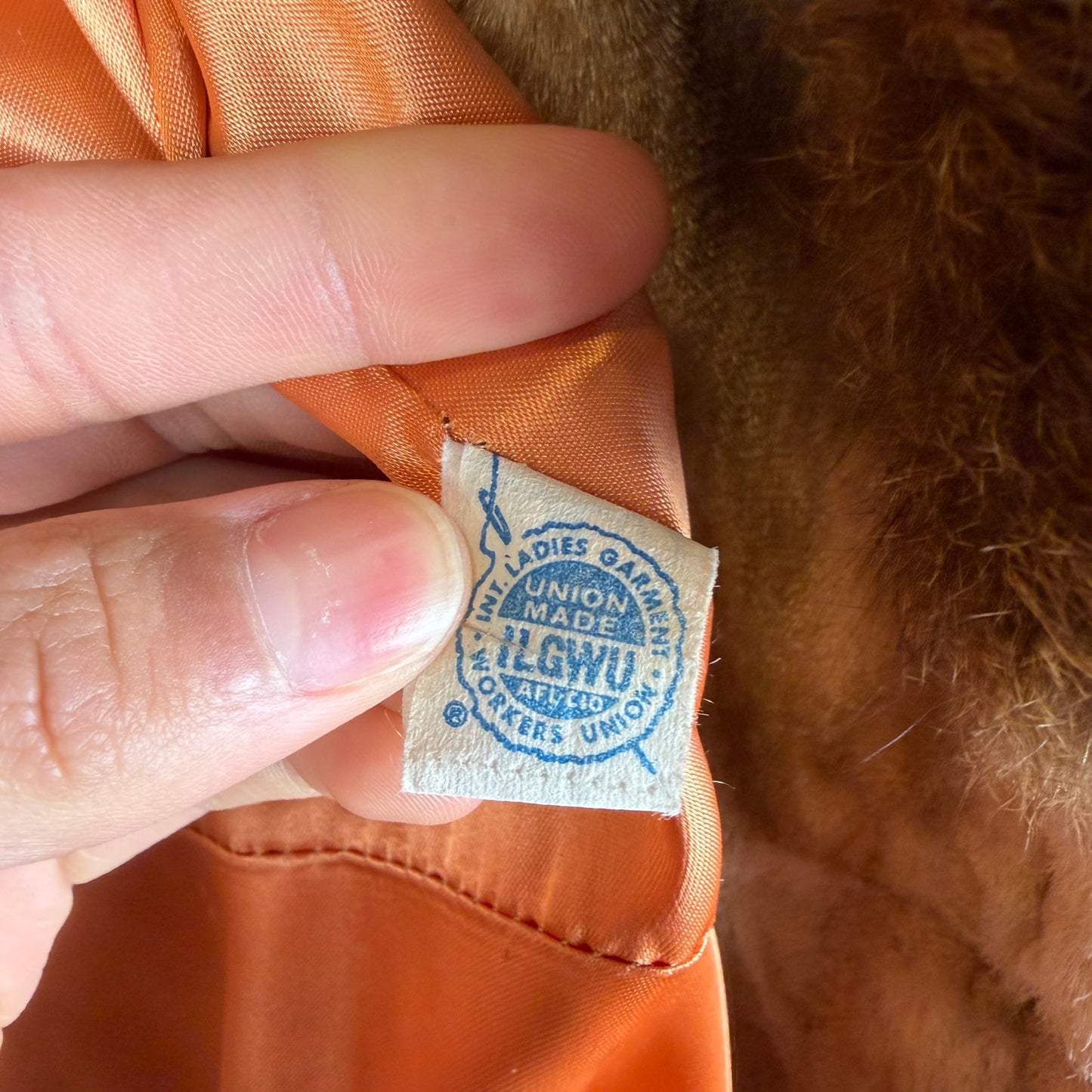 VTG 1970s Penny Lane Greg Originals Fur Lined Orange Satin Med/Lrg Princess Coat