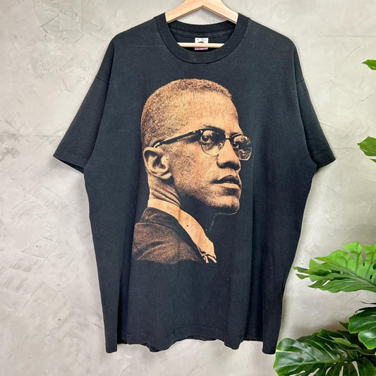 Malcom X Big Face Education Quote African American Civil Rights XL 90s Tee